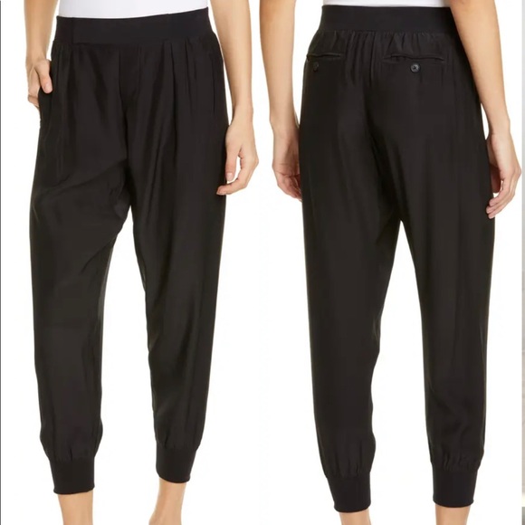 ATM ANTHONY THOMAS MELILLO Black 100% SILK Joggers - Picture 1 of 9